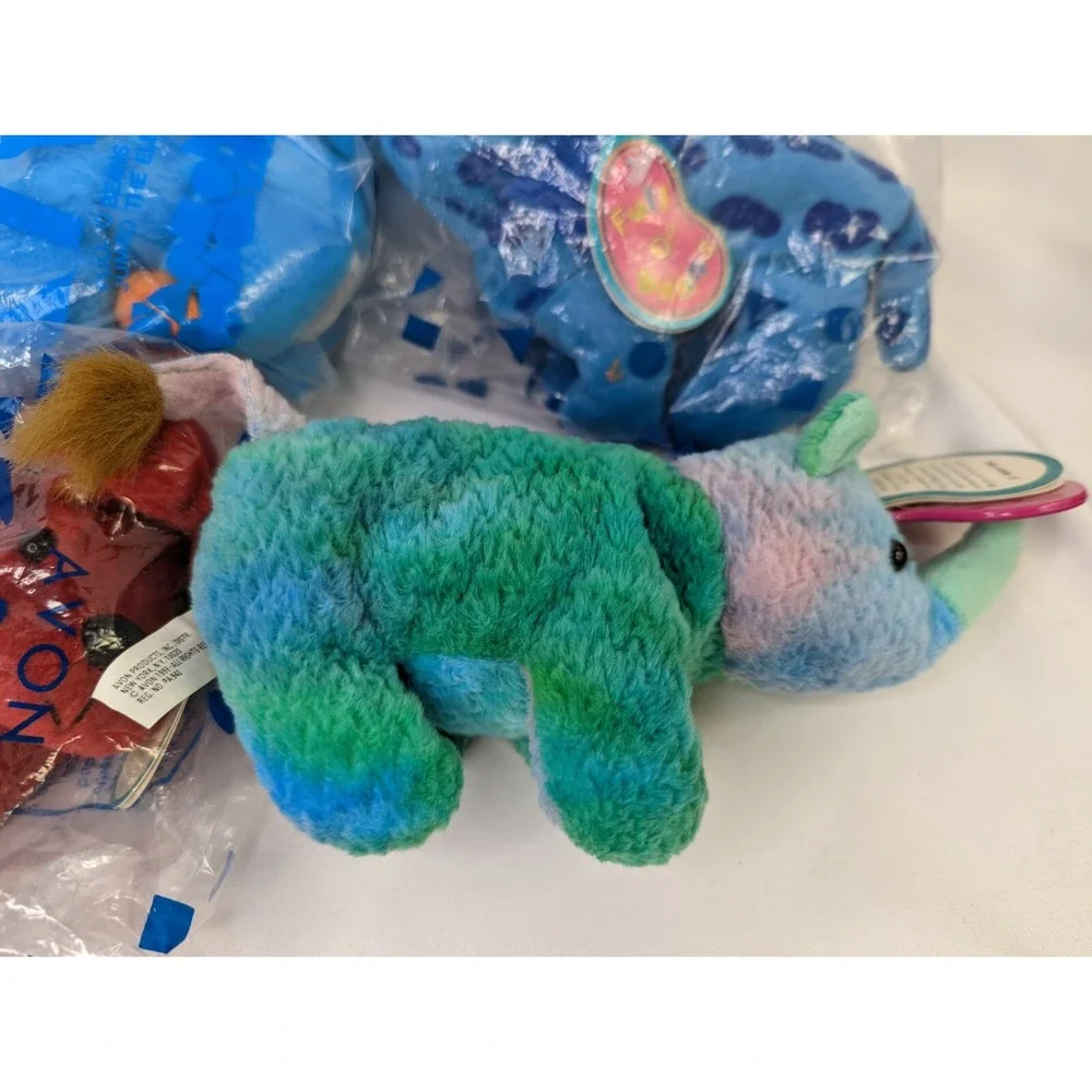 Avon Dapper Dinosaur Jumbo‎ Elephant Skip Puppy Rocky Rhino Bean Plush Lot of 4